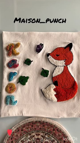 کوسن پانچدوزی کودک طرح روباه